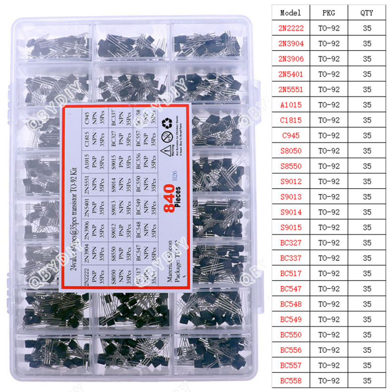 Mosfet Transistor Set - PNP/NPN 트랜지스터 모음 키트, 24 값