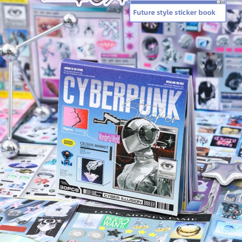 사이버펑크 테마 다이컷 스티커 북 전자 레트로 장식 스 - Diy Electronics Book 리뷰 및 가격