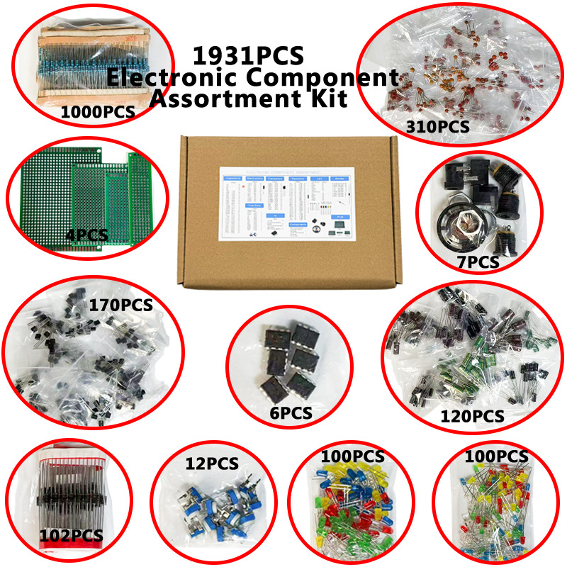 1900개 전자 부품 키트, 커패시터, 저항기, 트랜지 - Diy Electronics Com 리뷰 및 가격